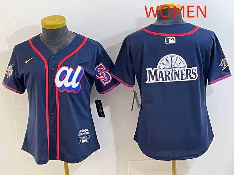 Women 2025 Seattle Mariners Blank Drak Blue All star Nike MLB Jersey style 04